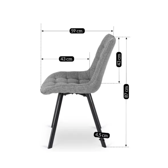Scaun Rivulus 2, 53x59x87 h cm, Stofa Gri picture - 7