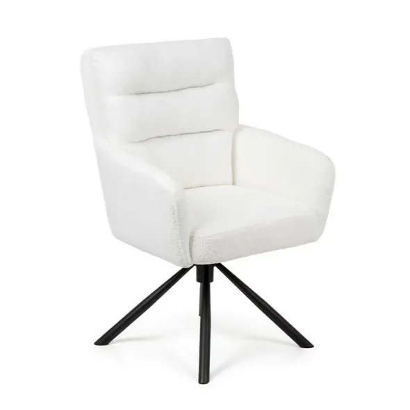 Scaun Rotativ Enzo, 60x60x92 h cm, Stofa tip Boucle, Alb picture - 1