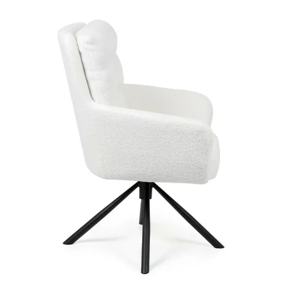 Scaun Rotativ Enzo, 60x60x92 h cm, Stofa tip Boucle, Alb picture - 4
