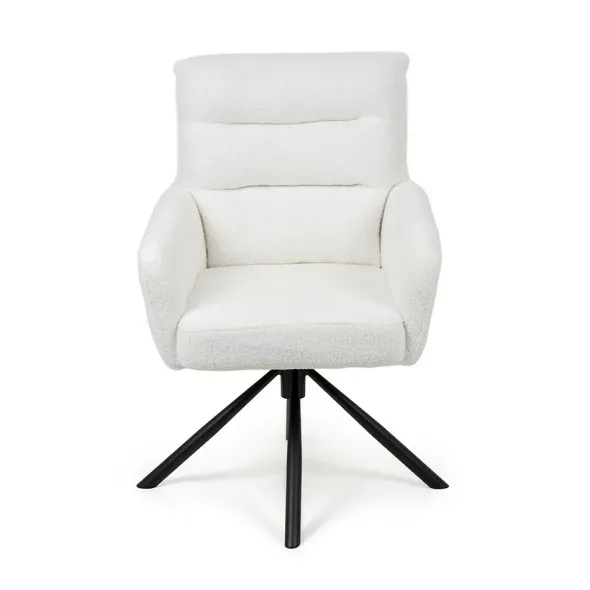Scaun Rotativ Enzo, 60x60x92 h cm, Stofa tip Boucle, Alb picture - 2