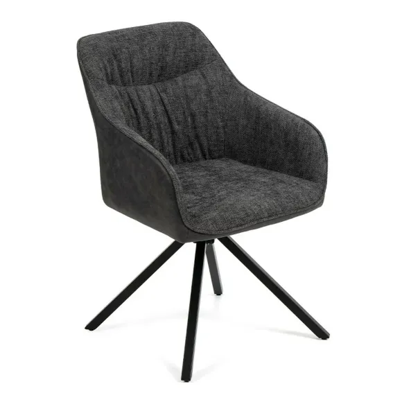 Scaun Rotativ Loren, 54x55x68 h cm, Stofa, Negru/Gri Inchis picture - 1