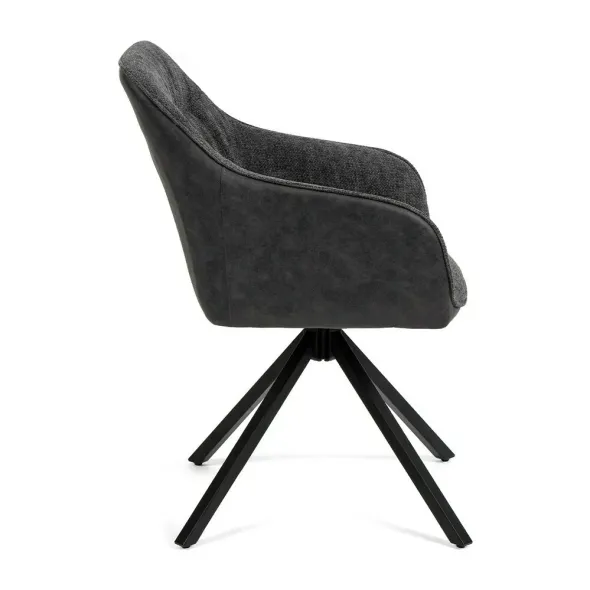 Scaun Rotativ Loren, 54x55x68 h cm, Stofa, Negru/Gri Inchis picture - 7