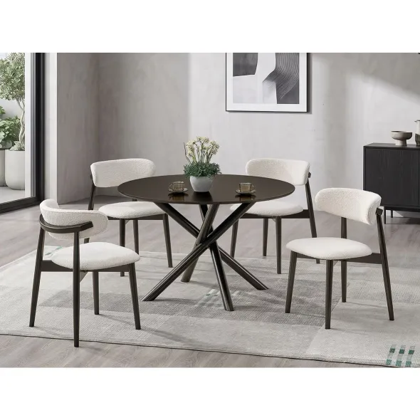 Set Masa Ruby cu 4 Scaune Zola, Ø120x75 cm,  MDF Furniruit/Lemn de Cauciuc, Wenge picture - 4