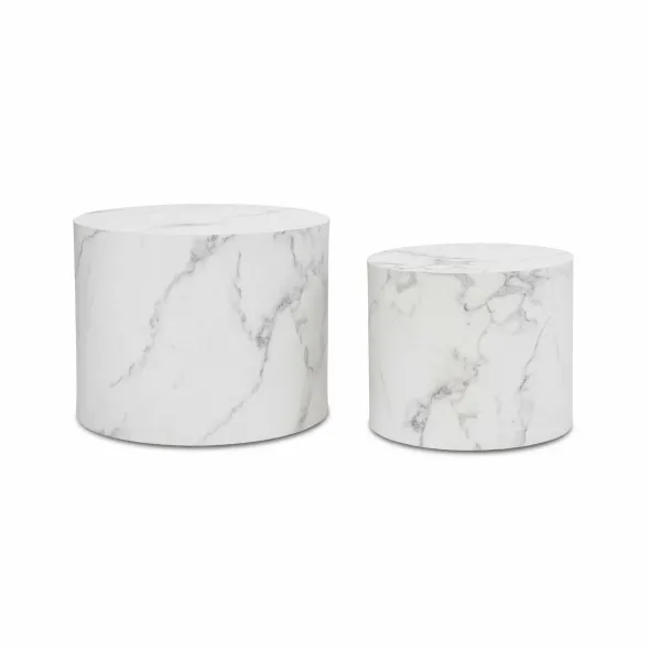Set Masuta de Cafea Alvo, 53x39x40 h cm + 40x26x35 cm, MDF, Alb Marmura picture - 1