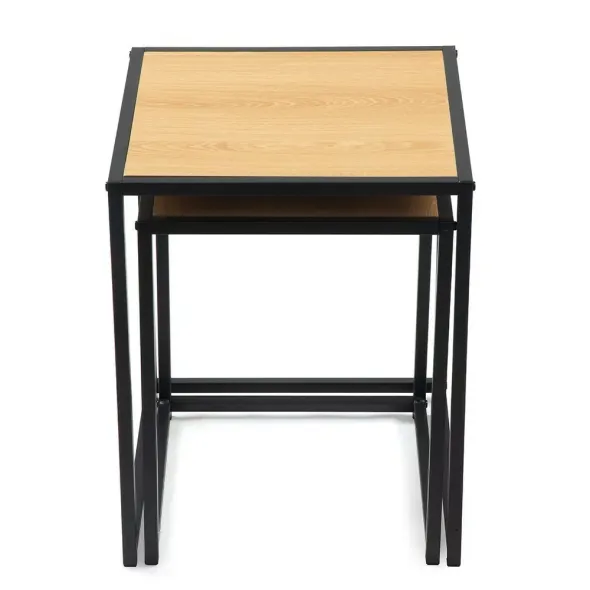 Set Masute de Cafea Duetta, 40x40x50 h cm + 35x35x45 cm, Metal/Pal Melaminat, Stejar Natur picture - 5