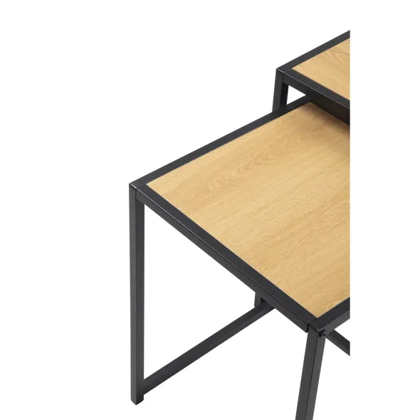 Set Masute de Cafea Duetta, 40x40x50 h cm + 35x35x45 cm, Metal/Pal Melaminat, Stejar Natur picture - 8