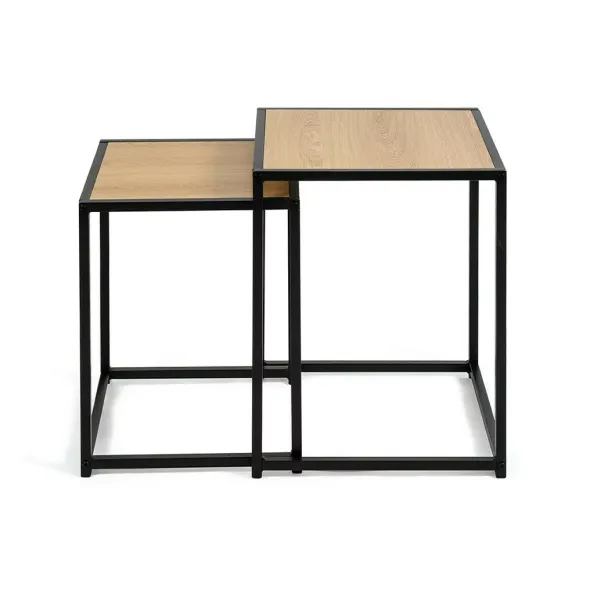 Set Masute de Cafea Duetta, 40x40x50 h cm + 35x35x45 cm, Metal/Pal Melaminat, Stejar Natur picture - 10