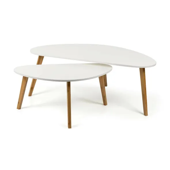 Set Masute de Cafea Scandia, 120x60x45 h cm si 85x45x40 h cm, Bambus/MDF, Natur/Alb picture - 1