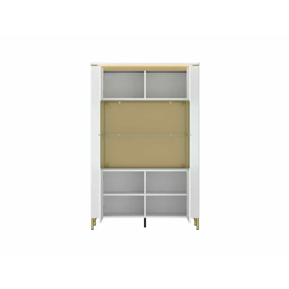Vitrina Lazio LAZV02 2 Usi, 110.4x40x169.2 h cm, Pal Melaminat/MDF, Alb Alpin/Alb Lucios picture - 2