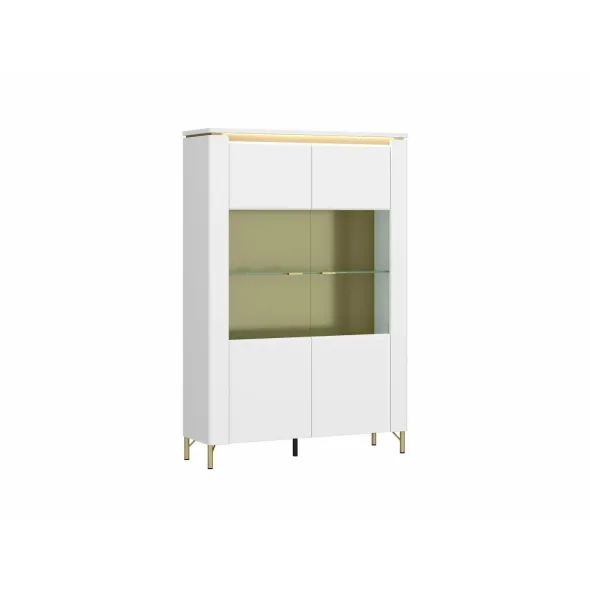 Vitrina Lazio LAZV02 2 Usi, 110.4x40x169.2 h cm, Pal Melaminat/MDF, Alb Alpin/Alb Lucios picture - 1