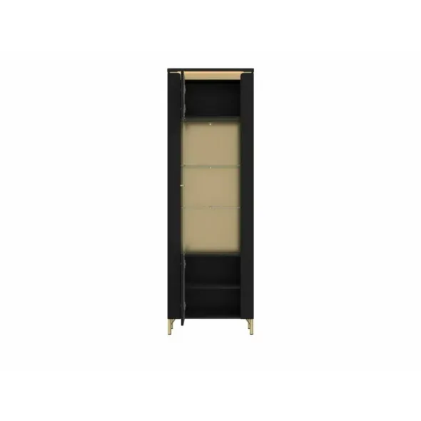 Vitrina Norica LAZV01, 65.5x40x201.2 h cm, Pal Melaminat/MDF, Negru/Auriu picture - 2