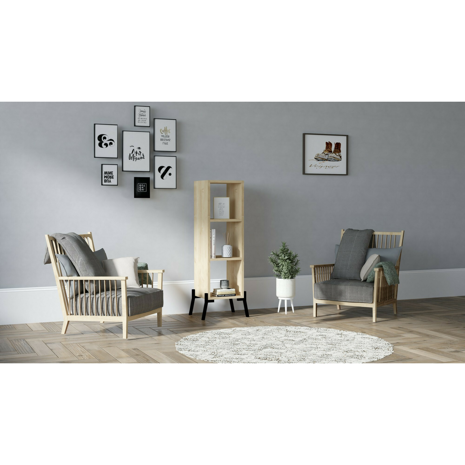 Raft carti cu picioare, gordes, 30x30x100 cm - stejar safir