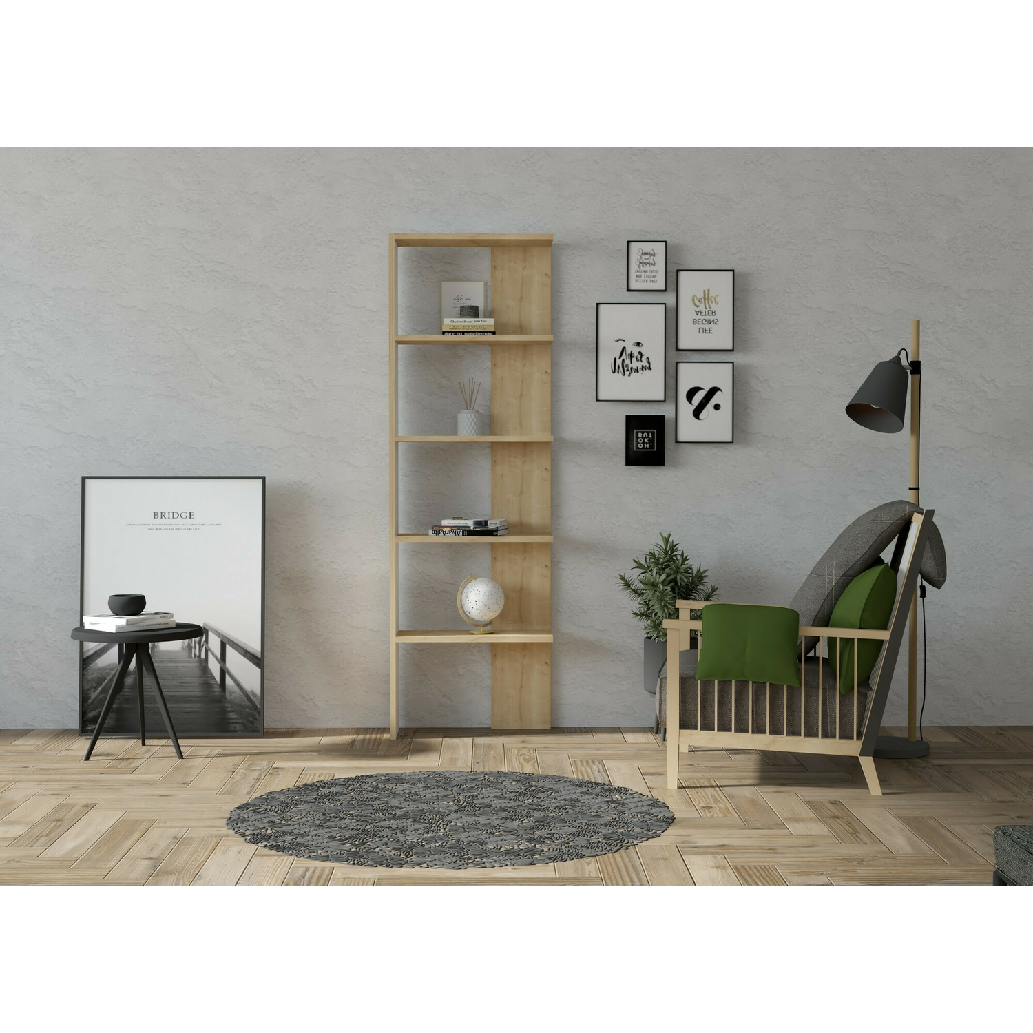 Raft carti eze, 51x21x160 cm - stejar