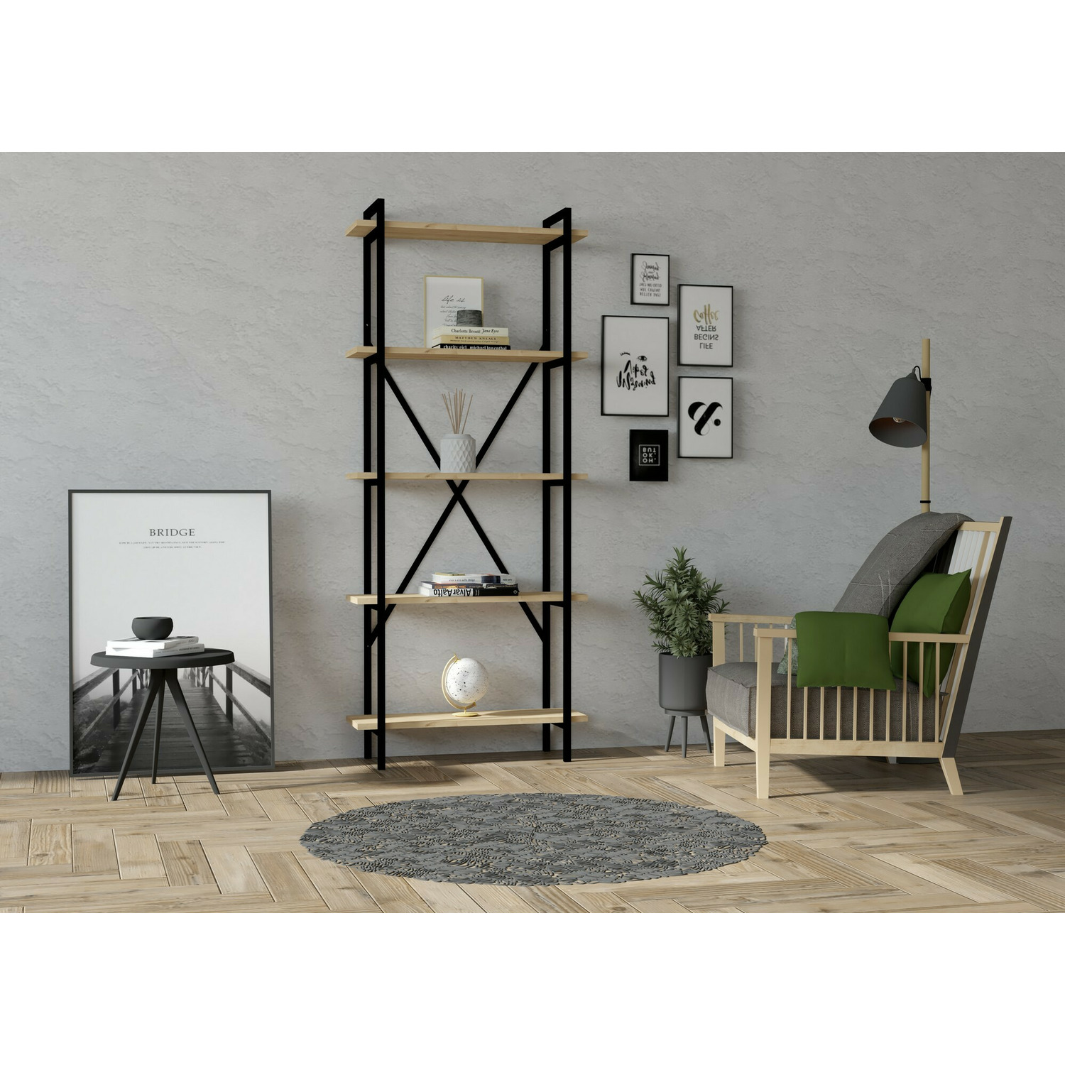 Raft carti kinder, 72x25x170 cm - stejar