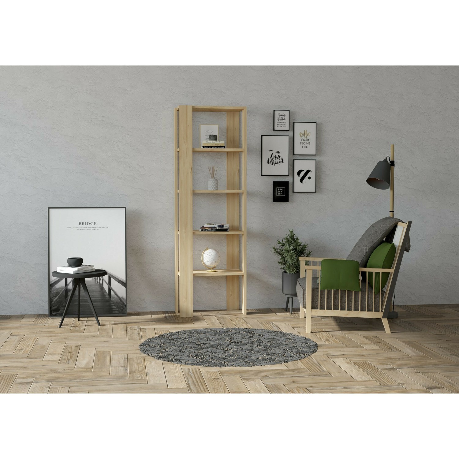 Raft carti pucon, 53x23x160 cm - stejar