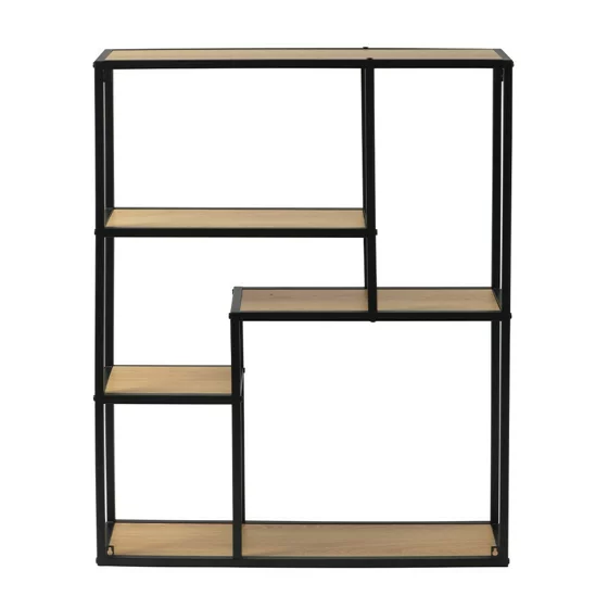 Raft De Perete Pentru Carti si Decoratiuni Arcana 400575, 75x20x91 h cm, Metal/Pal Melaminat, Negru/Stejar picture - 3