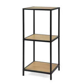 Raft Pentru Carti si Decoratiuni Arcana 3, 37x35x85 h cm, Metal/Pal Melaminat, Negru/Stejar