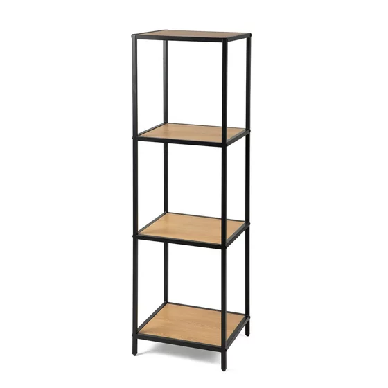 Raft Pentru Carti si Decoratiuni Arcana 4, 37x35x120 h cm, Metal/Pal Melaminat, Negru/Stejar picture - 1