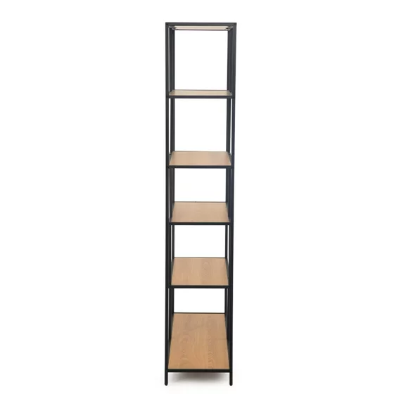 Raft Pentru Carti si Decoratiuni Arcana 400175, 77x35x185 h cm, Metal/Pal Melaminat, Negru/Stejar picture - 4
