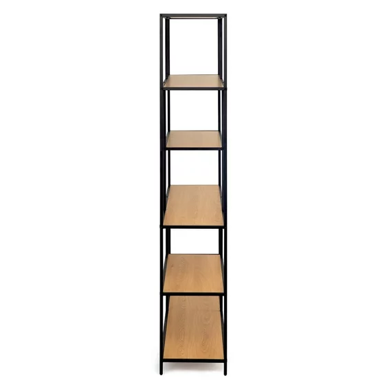 Raft Pentru Carti si Decoratiuni Arcana 400175, 77x35x185 h cm, Metal/Pal Melaminat, Negru/Stejar picture - 5