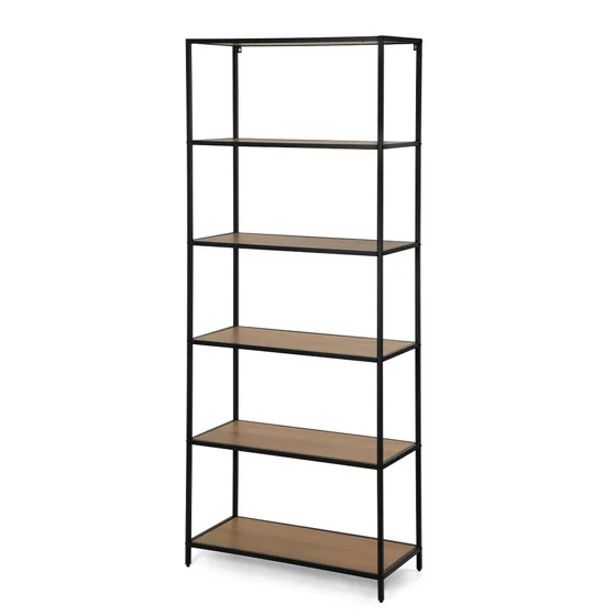Raft Pentru Carti si Decoratiuni Arcana 400275, 77x35x185 h cm, Metal/Pal Melaminat, Negru/Stejar picture - 2
