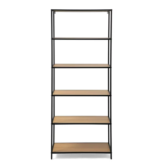 Raft Pentru Carti si Decoratiuni Arcana 400275, 77x35x185 h cm, Metal/Pal Melaminat, Negru/Stejar picture - 3