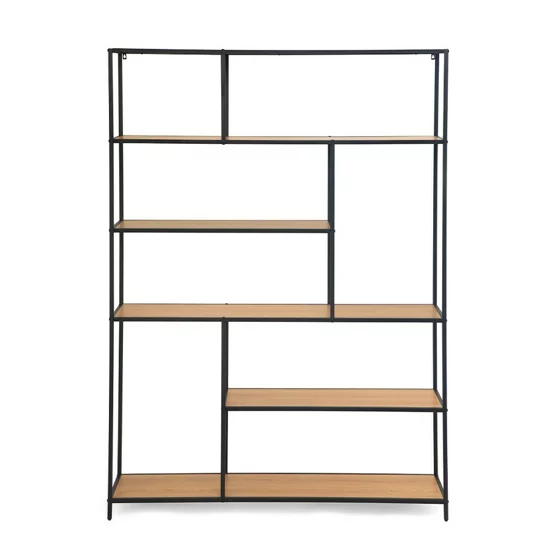 Raft Pentru Carti si Decoratiuni Arcana 400375, 135x35x185 h cm, Metal/Pal Melaminat, Negru/Stejar picture - 2