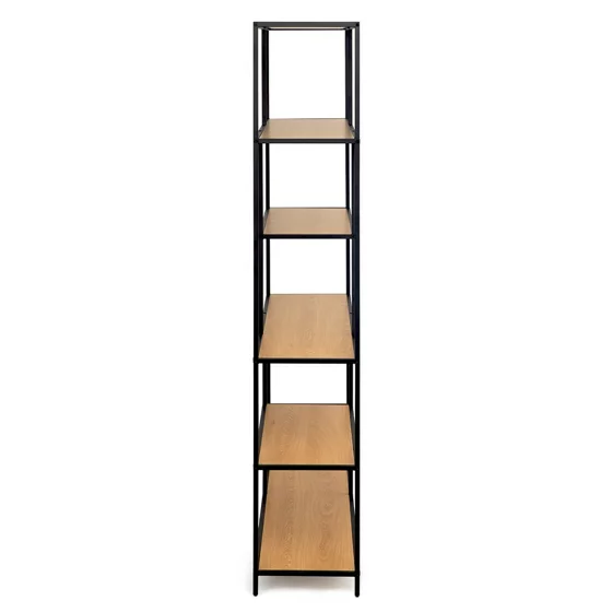Raft Pentru Carti si Decoratiuni Arcana 400375, 135x35x185 h cm, Metal/Pal Melaminat, Negru/Stejar picture - 3