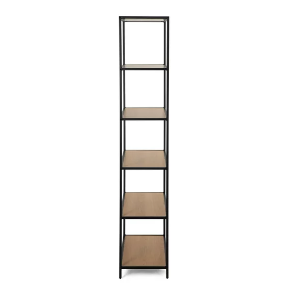 Raft Pentru Carti si Decoratiuni Arcana 400475, 114x35x185 h cm, Metal/Pal Melaminat, Negru/Stejar picture - 4