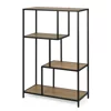 Raft Pentru Carti si Decoratiuni Arcana 400875, 77x35x114 h cm, Metal/Pal Melaminat, Negru/Stejar picture - 1