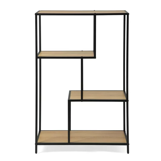 Raft Pentru Carti si Decoratiuni Arcana 400875, 77x35x114 h cm, Metal/Pal Melaminat, Negru/Stejar picture - 3