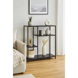 Raft Pentru Carti si Decoratiuni Arcana 400980, 80x30x86 h cm, Metal/Pal Melaminat, Negru