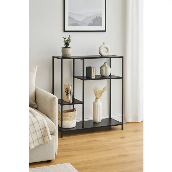 Raft Pentru Carti si Decoratiuni Arcana 400980, 80x30x86 h cm, Metal/Pal Melaminat, Negru picture - 2