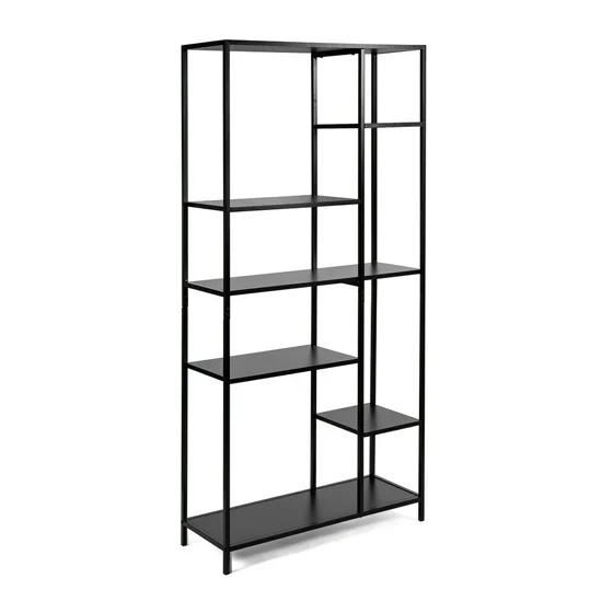 Raft Pentru Carti si Decoratiuni Arcana 401080, 80x30x165 h cm, Metal/Pal Melaminat, Negru picture - 1