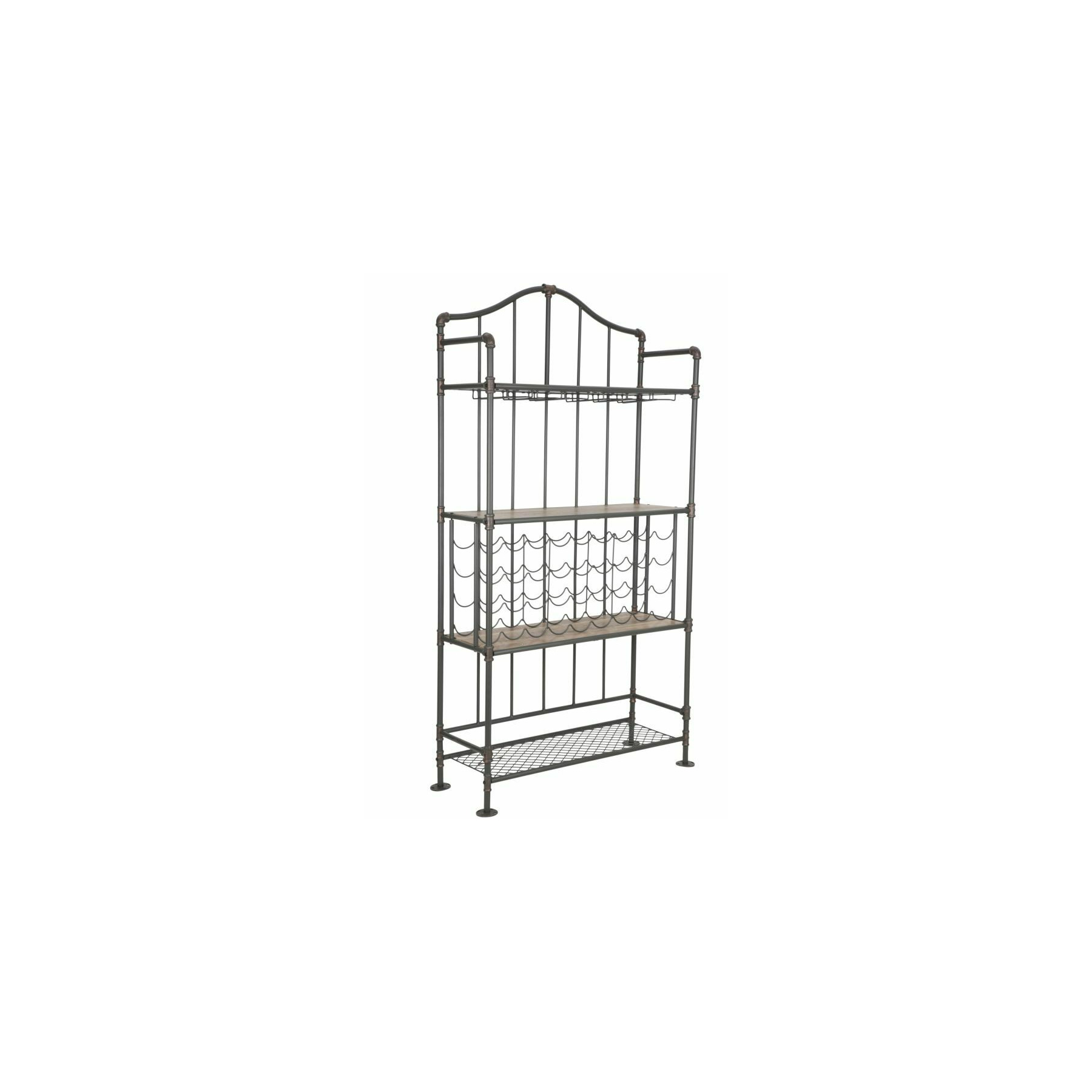 Raft pentru sticle de vin, roma1775, natur si negru, metal si mdf, 185x99x42 cm