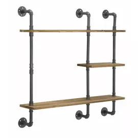 Rafturi de perete, Roma1857,    Gri ,Maro, Metal si Lemn de brad, 98x100x23 cm