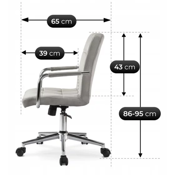 Scaun Birou Arvada, 65x65x86-95 h cm, Gri/Metal picture - 8