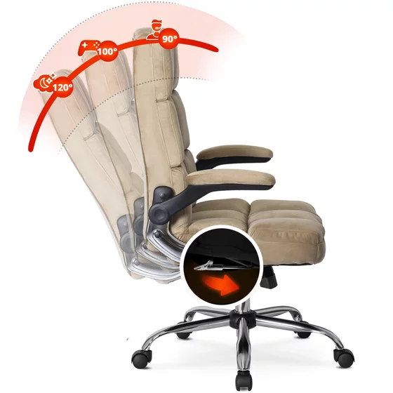 Scaun Birou Londrix, 74x73x108-118 h cm, Beige/Metal picture - 8