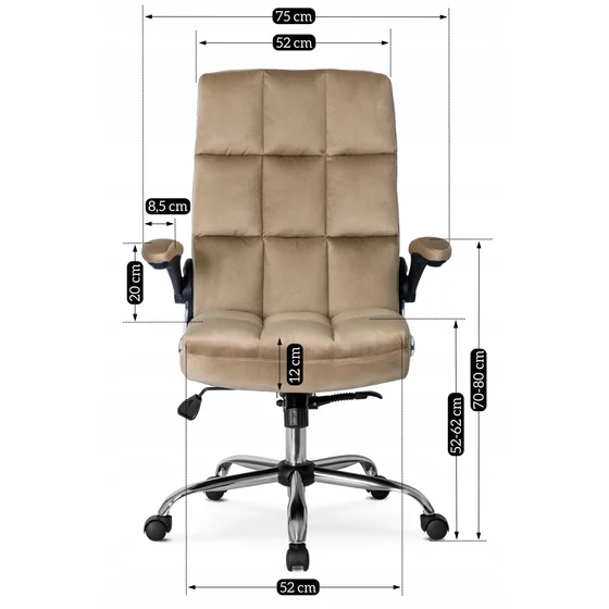 Scaun Birou Londrix, 74x73x108-118 h cm, Beige/Metal picture - 9