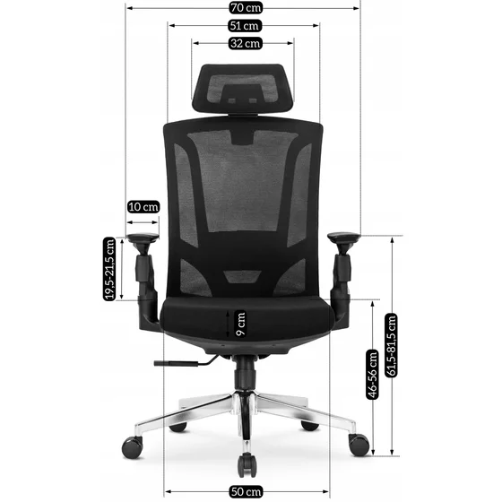 Scaun Birou Wilmark, 70x73x118-130 h cm, Negru/Mesh/Metal picture - 11