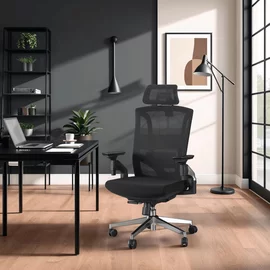 Scaun Birou Wilmark, 70x73x118-130 h cm, Negru/Mesh/Metal