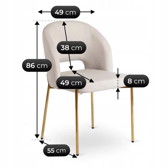 Scaun Bravero, 49x55x86 H CM, Structura metalica, Crem/Auriu picture - 5