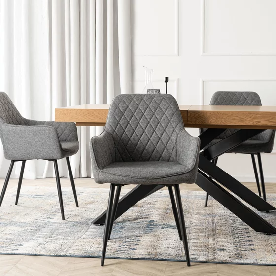 Scaun Brescia, 57x52x85 cm, Structura Metalica, Stofa Gri picture - 2