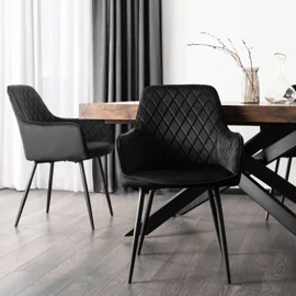 Scaun Brescia, 57x52x85 cm, Structura Metalica, Stofa Neagra