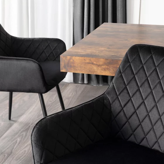 Scaun Brescia, 57x52x85 cm, Structura Metalica, Stofa Neagra picture - 3