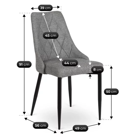 Scaun Corus, 53x59x87 H CM, Structura metalica, Negru/Gri picture - 6