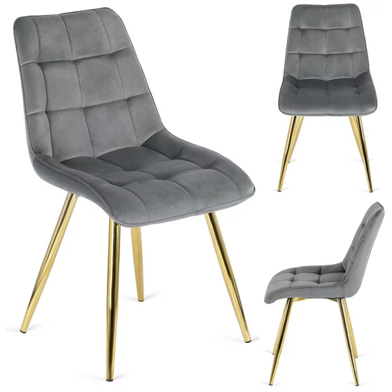 Scaun Cronos, 49x57x89 H CM, Structura metalica, Gri/Auriu picture - 4