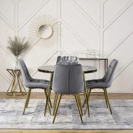 Scaun Cronos, 49x57x89 H CM, Structura metalica, Gri/Auriu