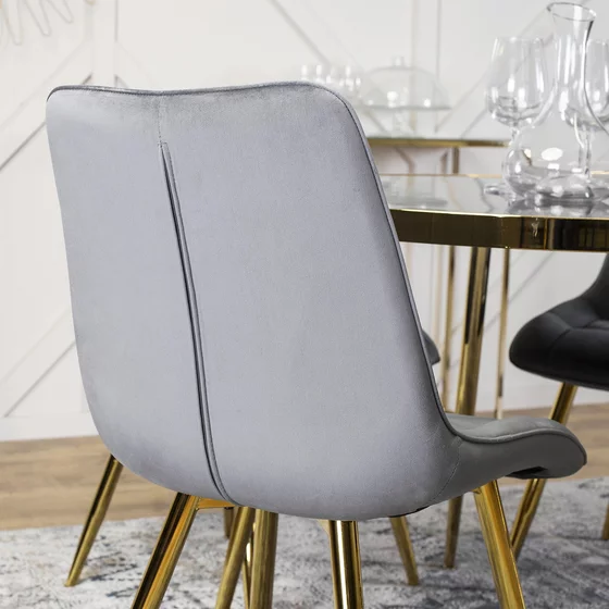 Scaun Cronos, 49x57x89 H CM, Structura metalica, Gri/Auriu picture - 3