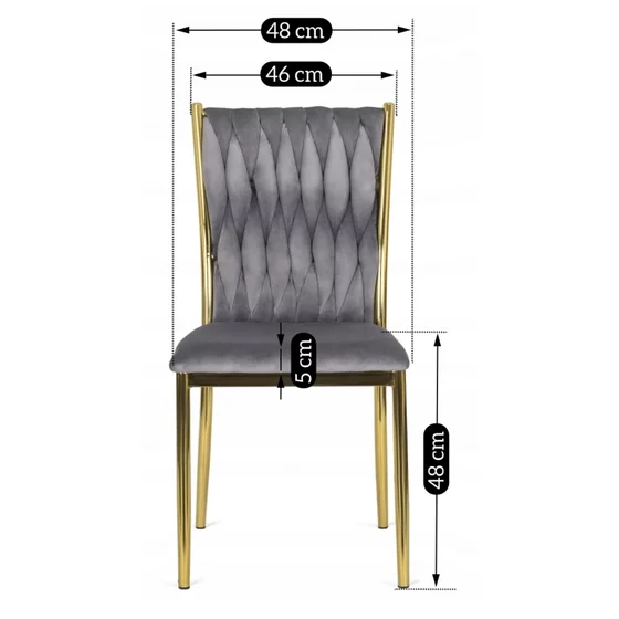 Scaun Daris, 48x58x94 H CM, Structura metalica, Gri/Auriu picture - 5
